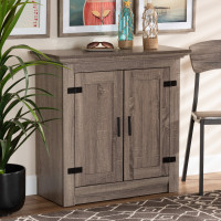 Baxton Studio SC910042-2-Oak-Shoe Cabinet Bruce Modern Contemporary Farmhouse Oak Brown Finished Wood 2-Door Shoe Storage Cabinet